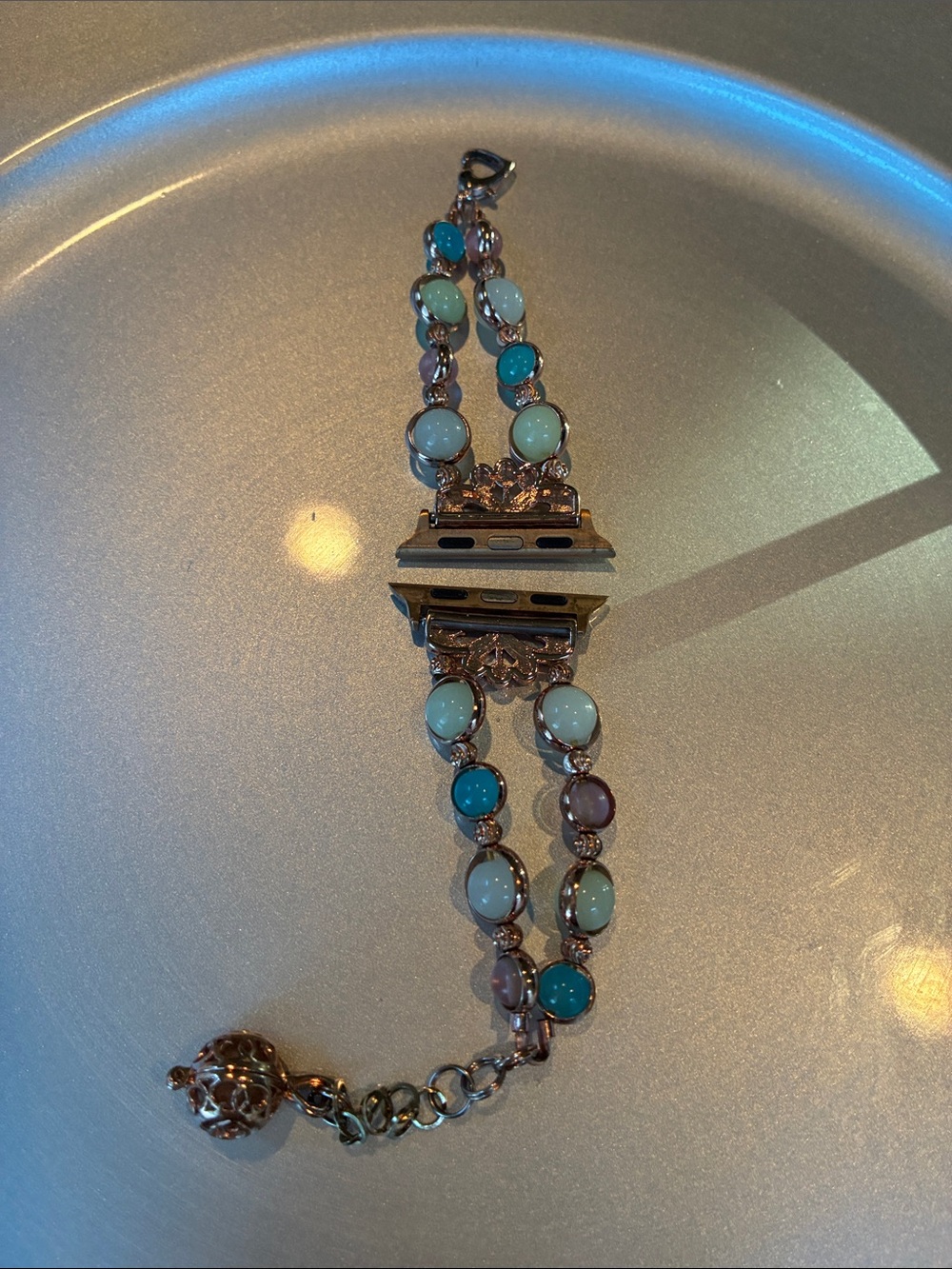 Apple Watch Rose Gold Bracelet with Turquoise and Opal Colors Size 38-41m
